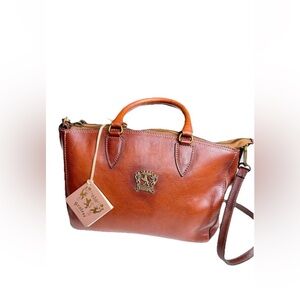 Pratesi Firenze Italian luxury Leather Bag Brown NEW With Tags Made in Italy